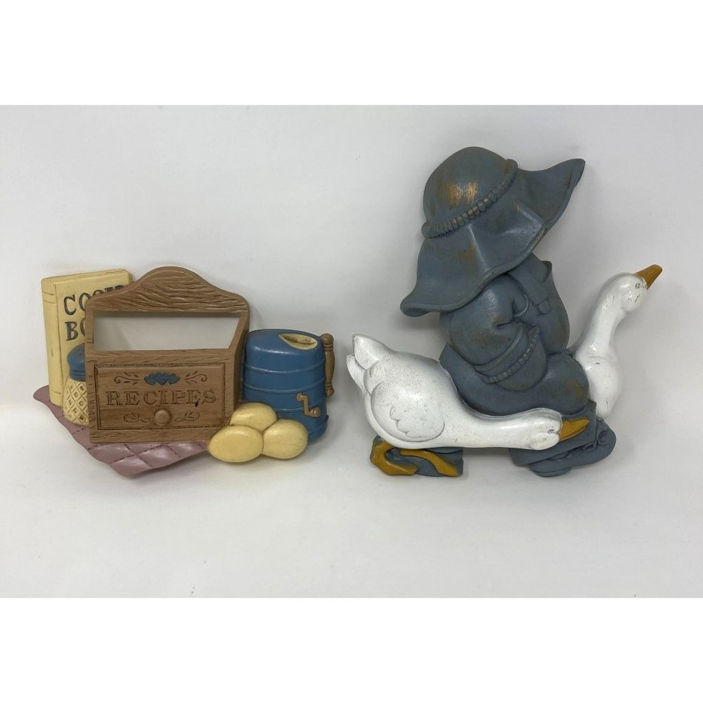 Burwood Retro Wall Decor Ducks Raincoat Girl and Recipe Holder